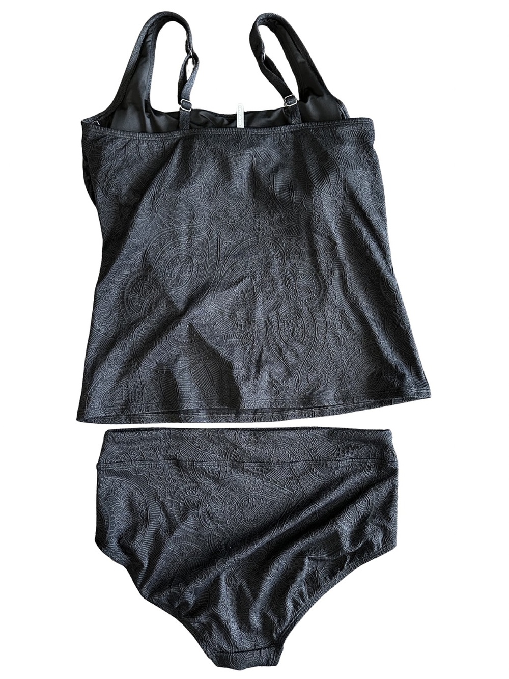 NWT Lands’ End Black Textured Paisley Tankini Set Size 14 - Picture 6 of 6